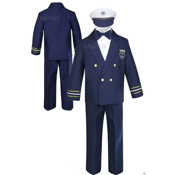 Infant Toddler Boy Party Formal Captain Nautica Sailor Suit Hat Outfits Navy 1-7