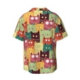 thumbnail image 2 of Haiem Cute Cartoon Cat Men's Casual Shirts Short Sleeve Button Down Shirts Fashion Textured Summer Beach Shirt-Medium, 2 of 7