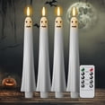 thumbnail image 3 of YAMB Halloween Ghost Flameless Taper Candles, Battery Operated Simulated Warm Flickering Flame Candles with Remote Timer, Reusable Spooky LED Table Centerpiece for Indoor Home Decor, 4 Pcs, 3 of 6