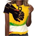 thumbnail image 2 of Vivianyo HD Graphic Tees for Women Fashion Casual June Day Black Slave Liberation Day Printed Tshirt Loose Round Neck Short Sleeved Blouse Tunic Slim Comfy Fit Tops Power Fist Print T-Shirt, 2 of 5