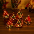 thumbnail image 2 of PONPRNGY Wooden Log Cabin Christmas Ornaments Christmas Tree Decorations Hanging Prop Led Lighted Log Cabin, 2 of 2