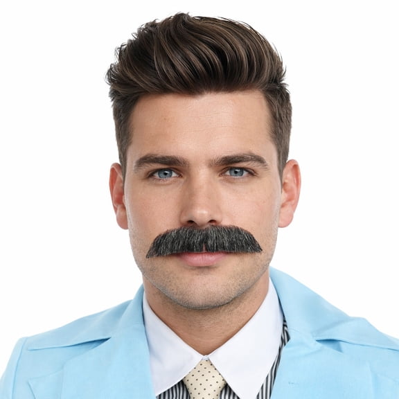 HPO Gray German Physicist Mustache Set – Adult Men’s Costume Accessory, Synthetic Fiber