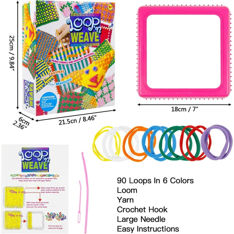 JIAHUI 192pcs Potholder Weaving Loom Loops Multicolored Elastic Loom Bands for Kids, Size: 6x6cm