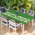 thumbnail image 2 of St. Patrick's Day Table Cloths for 4 Foot Rectangle Tables, Lucky Shamrock Grasses Green Plaid Patio Waterproof Elastic Fitted Tablecloths, Washable Rectangular Table Cover for Camping, 2 of 8