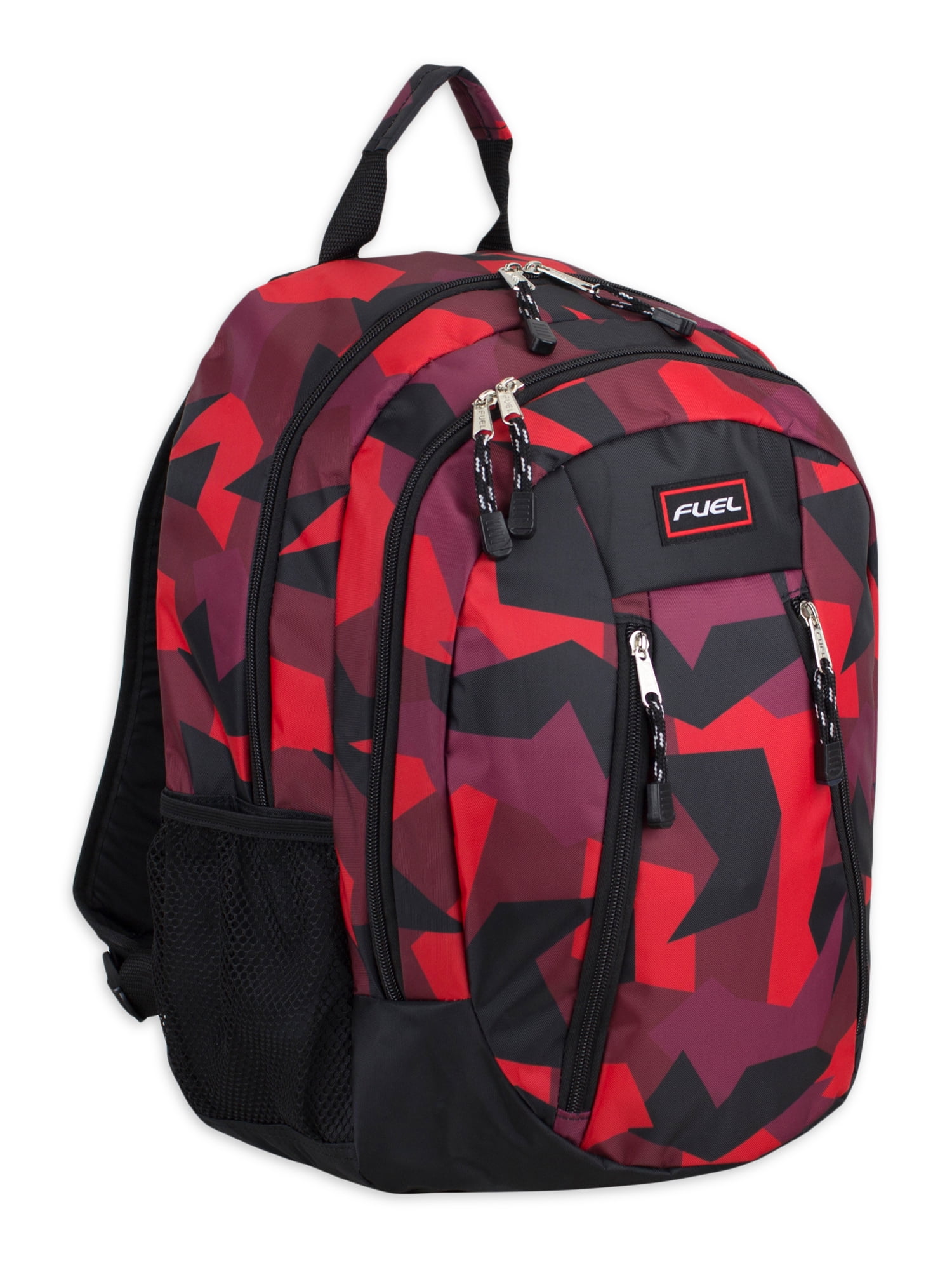 Fuel Unisex Men's and Women's Action 18" Laptop Backpack, Red Black Jagged