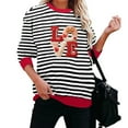 thumbnail image 5 of Craaazy Valentines Tops for Women Loose Striped Crew Neck Long Sleeve Shirts Gifts, 5 of 6