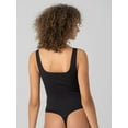 thumbnail image 2 of No Boundaries Women's Seamless Smoothing Rib Square Neck Bodysuit, Sizes XS-XXXL, 2 of 8