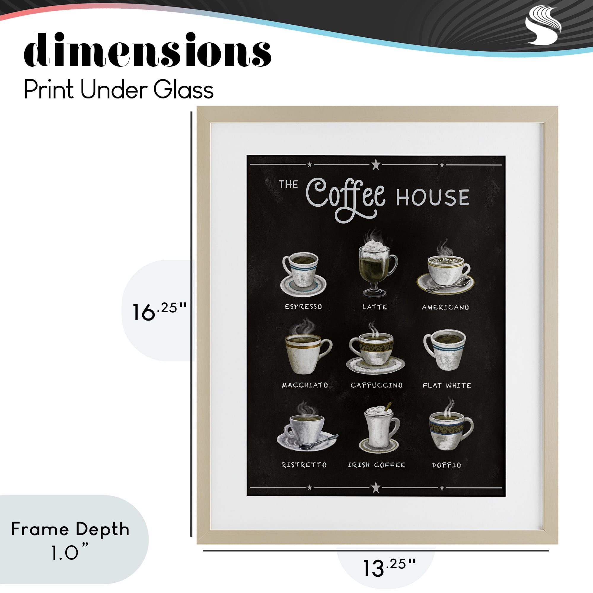 Stupell Industries The Coffee House Menu Birch Framed Print Under Glass, design by Conrad Knutsen