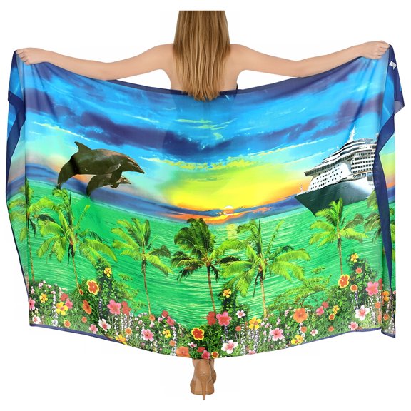 HAPPY BAY Women's Beachwear Summer Beach Bikini Wraps Sarong Wrap Skirt Swimsuit Swimwear Coverups Bathing Suit Swim Cover ups for Womens One Size Teal, Floral