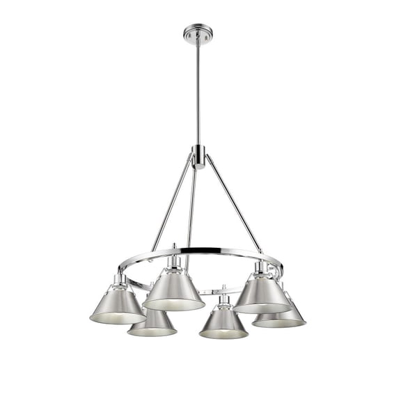 3306-6 CH-PW Golden Lighting Orwell - 6 Light Chandelier-20.38 Inches Tall and 29 Inches Wide-Chrome Finish-Pewter Shade Color