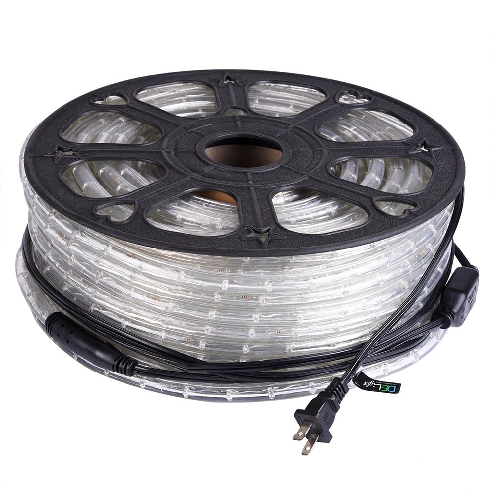 DELight 150Ft Rope Lights 1620 LED Outdoor String Lights Cuttable 2 Wire Waterproof Decorative RGBY Lighting for Deck Patio Backyards Garden Halloween Christmas Decorations