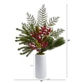 thumbnail image 3 of Nearly Natural 23in. Mixed Pine, Pinecone and Berry Artificial Arrangement in White Vase, Red, 3 of 3