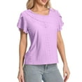thumbnail image 2 of Otvok 2025 New Womens V-Neck Short-Sleeved Loose Shirt Solid Color Tops, 2 of 6