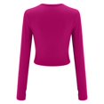 thumbnail image 7 of HLKJKLS Long Sleeve Shirts For Women Solid Crew Neck Long Sleeve Slim Fit Finger Button Tee Polyester Cotton Blend Pink S-L, 7 of 7
