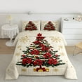 thumbnail image 2 of Manfei Chic Christmas Tree Full Size Comforter Sets,Red Xmas Flower Bedding Comforter Set,Gold Snowflake Bedding Sets For Teens,Microfiber Bedroom Decor Reversible,3pcs, 2 of 8
