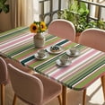 thumbnail image 3 of Colorful Striped Table Cloths for 4 Foot Rectangle Tables, Sage Green Pink White Vertical Lines Patio Waterproof Elastic Fitted Tablecloths, Washable Rectangular Table Cover for Camping, 3 of 8