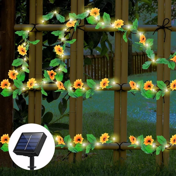 Fohil 13FT Solar String Lights Outdoor, 20 LED Waterproof Solar Sunflower String Lights with 8 Modes, for Outdoor Garden Yard Patio Balcony Porch