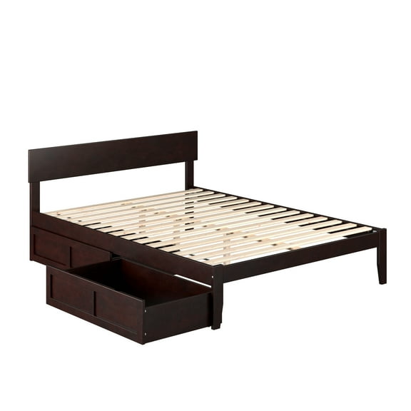 AFI Boston Solid Wood Queen Bed with 2 Storage Drawers in Espresso