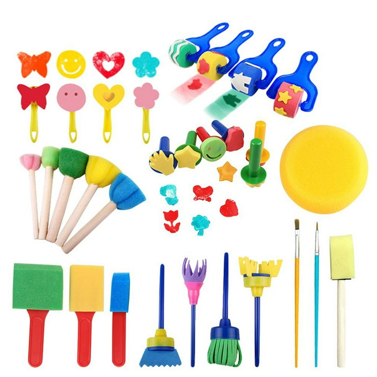 HAOAN Sponge Paint Brushes Sets for Kids 30pcs Painting Brushes Drawing  Tools Kits Toy for Toddlers Kids Arts and Crafts 