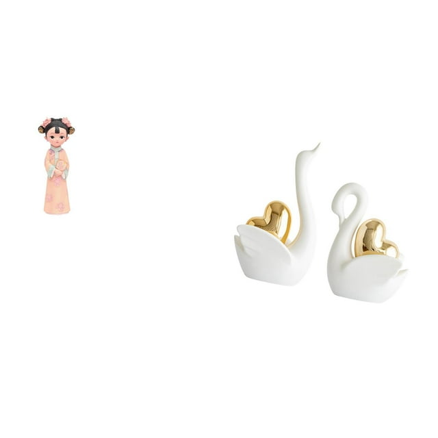 Escultura De Resina De Niña Tradicional China Y Figuras De Cisne, Adorno De Mesa, Artesanías Para Dormitorio, Granja, Oficina, Estantería, Decoración De Entrada.