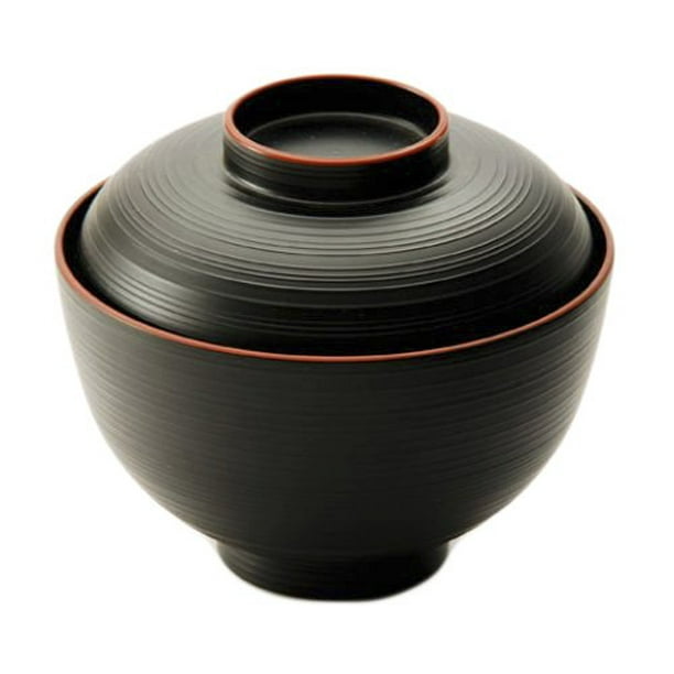 Japanese Traditional Style Miso Soup Bowl Lacquerware Bowl with Lid 4.
