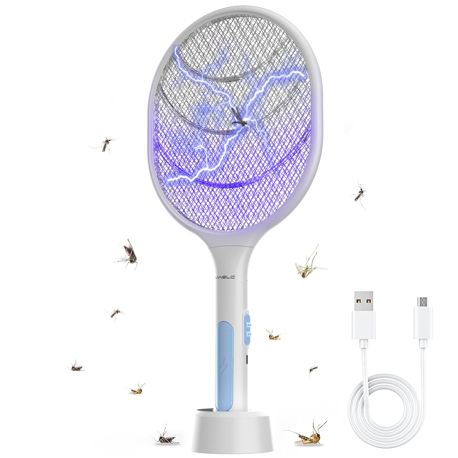 Electric Fly Insects Bug Zapper Bat Racket Swatter Mosquito Wasp U9V1 