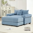 thumbnail image 3 of 54.3" Oversized Cloud Modular Sectional Couch, Textured Fabric Extra-Thick Armrests, Throw Pillows Ottoman, Chaise Lounge Design Ergonomic Design, Easy Assembly Fits Living Rooms Bedrooms,Blue, 3 of 23