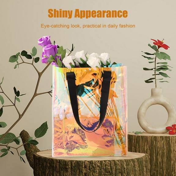 PTOOTP Pvc Holographic Tote Bags Men Shopping Travel 2Pcs 16In X 13.4In X 4.7In