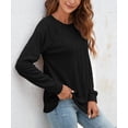 thumbnail image 3 of WUJINXIA Women's Long Sleeve Dressy Blouses Pleated Front Tunic Crew Neck Casual, 3 of 6