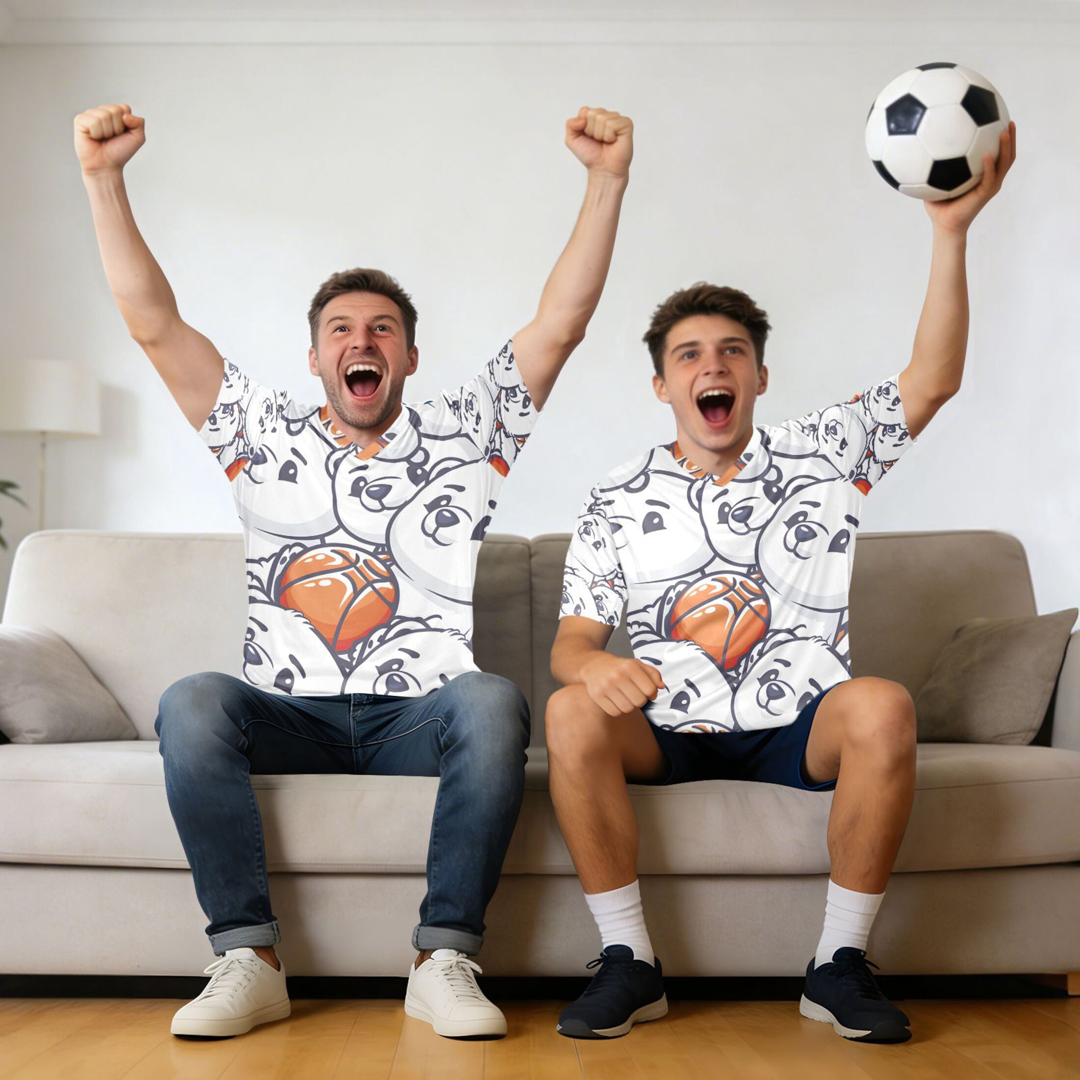 Polar Bear Playing Basketballs Men's Sports Jerseys Athletic T-Shirt Football Referee Short Sleeves Shirt 3XL