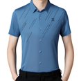 thumbnail image 2 of Camisa de Manga Corta para Hombres, Suéter con Solapa Informal, Cómoda Suelta, Ropa de Calle Informal para Hombre, Camisa de Vestir de Manga Corta Yinane  camisa de rayas, 2 of 8