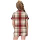 thumbnail image 4 of Odeerbi 2-12 Años Niños Niñas Pijama de Verano de Satén Con Solapa de Muesca Camisas de Manga Corta Pantalones Cortos Conjunto Suave Estampado Retro de Cuadros Ropa de Dormir, 4 of 6
