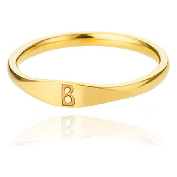 Fiudx Anillo con Inicial, Joyería Personalizable de 26 Letras, Banda Apilable de Acero Inoxidable, Personalizable con Nombres, Regalo Significativo para Seres Queridos, Perfecto para Cualquier Ocasió