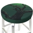 thumbnail image 3 of Bingfone Green Night Sky Moon Branches Padded Round Bar Stool Cover Cushion with Elastic Fabric Round Chair Seat - Green Night Sky Moon Branches, 3 of 7