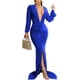 thumbnail image 4 of Vestido largo sexy con cuello en V y hombros descubiertos para fiesta y cóctel, vestido de noche de sirena a rayas, 4 of 5