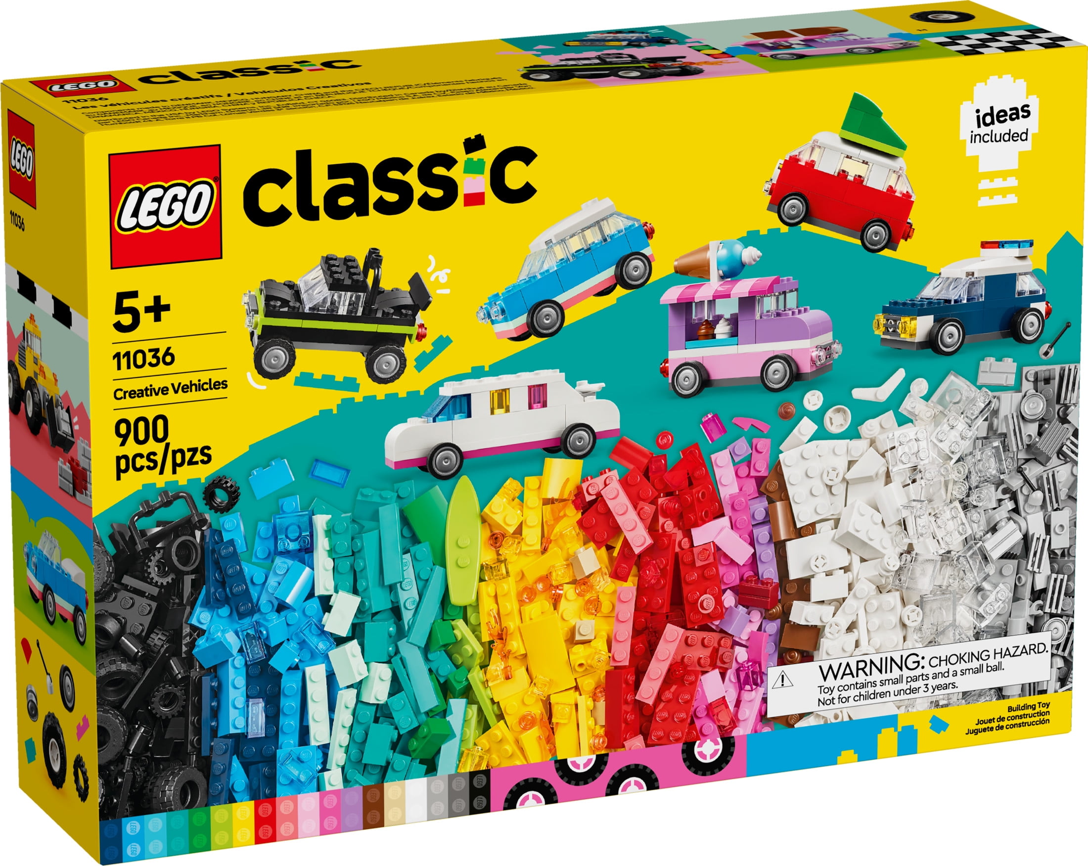 LEGO Classic Creative Vehicles, Colorful Construction Brick Building Kit with Ice Cream Truck, Police Car Toy, Model City Cars and More, Gift or Car Toy for Boys, Girls and Kids Ages 5 and Up, 11036