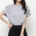thumbnail image 4 of Womens Tops Casual Cotton Short Sleeve Crew Neck Shirts for Women Fashion Casual Loose Basic Tshirt Blouses (Gray S), 4 of 4