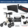 thumbnail image 4 of MAXWALK All-Terrain Rollator Walker for Seniors, 10" Rubber Wheels Foldable Walker with Padded Seat, Height Adjustable Mobility Walking Aid, Beige, 4 of 10