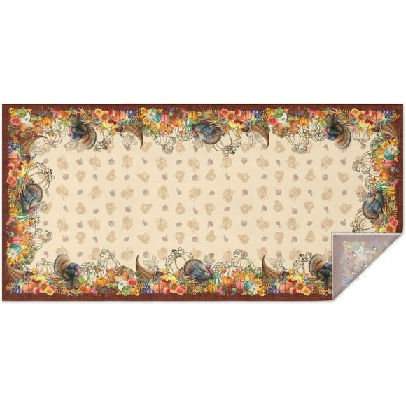Nappe de Récolte de Dinde de l'Action de Grâce, Nappes de l'Action de Grâce Rectangulaires 60x120 Pouces, Nappes de l'Action de Grâce pour Tables Rectangulaires, Nappe de l'Action de Grâce pour Déco de Fête