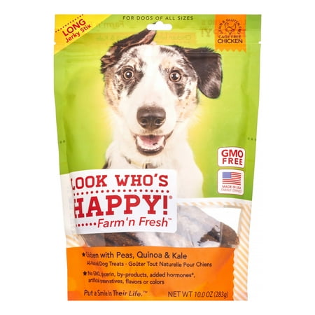 Look Who's Happy! Fetch'n Fillets Chicken with Peas, Quinoa & Kale Recipe Jerky Dog Treats, 10