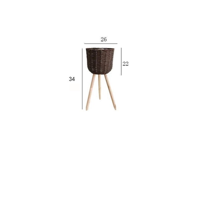 Maceta de suelo para flores, cesta de madera de ratán, de madera, sencilla, tejida, para sala de estar, balcón