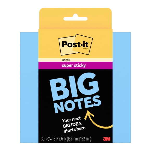 Super Sticky Big Notes Post-It 6 x 6 in Color Washed Denim, 30 Hojas