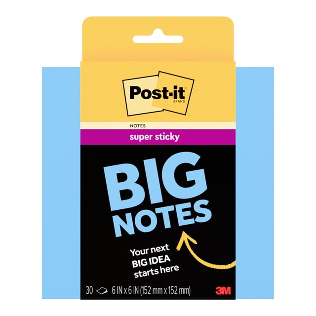 Super Sticky Big Notes Post-It 6 x 6 in Color Washed Denim, 30 Hojas
