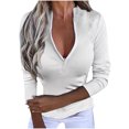 thumbnail image 1 of CEHVOM Women's Temperament Commute Solid Slim Long Sleeve Hedging Thread Top, 1 of 6