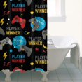 thumbnail image 4 of Colorful Controllers Games Badges Black Pattern Shower Curtain 36"x72" ,Bathroom Decorative Shower Curtains Set with 12 Hooks,Modern Waterproof Washable Shower Curtain, 4 of 6