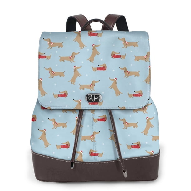 Balery Dachshund Dog Mochila de Cuero para Mujeres, Gran Capacidad, Bolsa de Viaje Multifuncional, Mochila de Cuero y Bolsa de Hombro para Mujeres