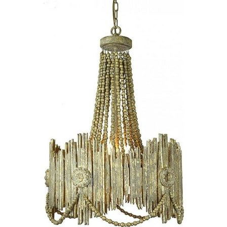 Transitional Wood Chandelier-Antique Gold Finish