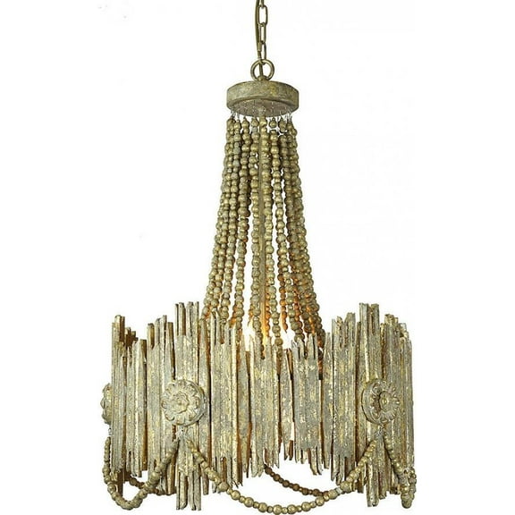 Transitional Wood Chandelier-Antique Gold Finish