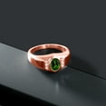thumbnail image 3 of Gem Stone King 1.26 Ct Green Chrome Diopside White Created Sapphire 18K Rose Gold Plated Silver Men's Ring, 3 of 6