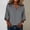 Grey, variant on Womens Linen T Shirts Casual Solid Color 3/4 Sleeve Tops Drop Shoulder Loose Blouses for Women Summer White